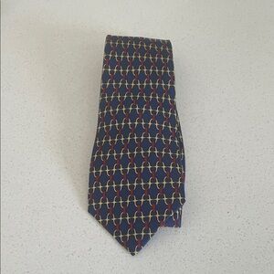 Hermes Blue and Gold Geometric Tie